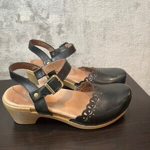 Dansko Marta Black Full Grain Clog Slingback Mary Jane Sandals Size 40 9.5 - 10